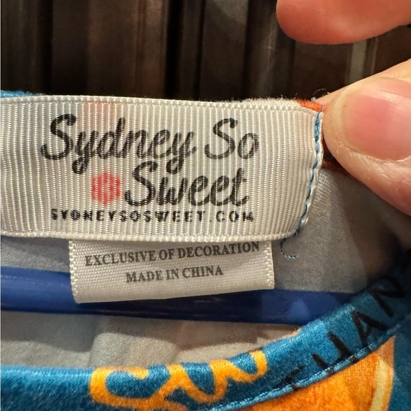 Blue Dress with Pumpkin Pie Print size SMALL - Picture 3 of 5